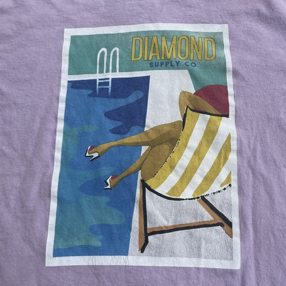 Diamond‎ Supply Co Lady Woman Poolside Pink Purple T Shirt Sz Medium Graphic - Picture 2 of 6
